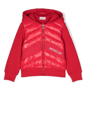 Moncler Enfant padded-panel zip-up hoodie - Red