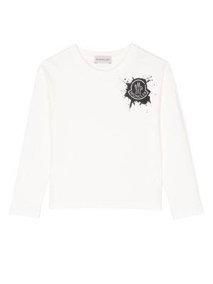 Moncler Enfant paint splatter logo-detail sweatshirt - White