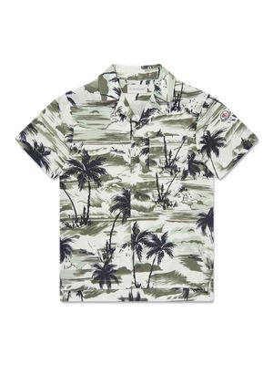 Moncler Enfant palm tree-print cotton shirt - Green