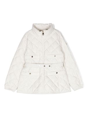 Moncler Enfant Philanta belted down jacket - White