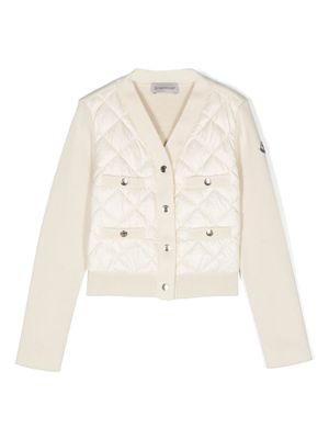 Moncler Enfant quilted-detail press-stud cardigan - White