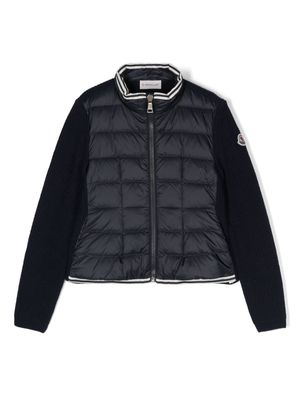 Moncler Enfant quilted-panels virgin-wool cardigan - Blue