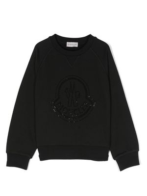 Moncler Enfant rhinestone-embellished cotton sweatshirt - Black