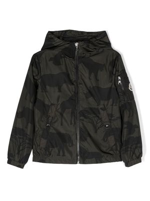 Moncler Enfant rhino-print hooded jacket - Green