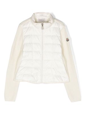 Moncler Enfant ribbed-knit quilted jacket - White