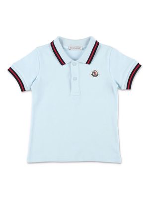 Moncler Enfant striped-edge piqué polo shirt - Blue