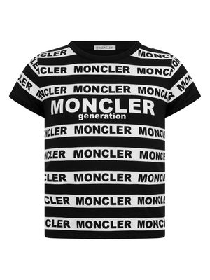 Moncler Enfant striped logo-print cotton T-shirt - Black
