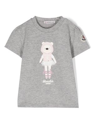 Moncler Enfant Teddy-Bear-print cotton T-shirt - Grey