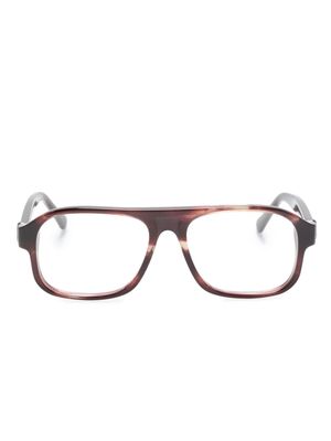 Moncler Eyewear tortoiseshell-effect rectangle-frame glasses - Brown