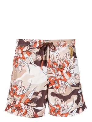 Moncler floral print drawstring swim shorts - Neutrals