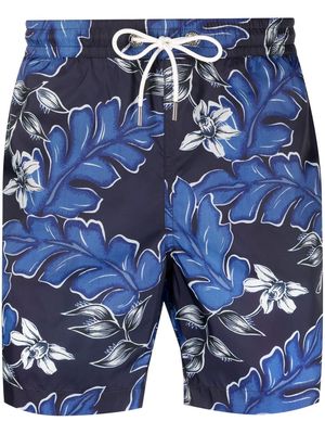 Moncler floral-print swim shorts - Blue