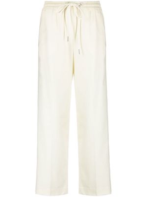 Moncler frayed tape-detail drawstring trousers - White