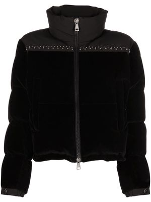 Moncler funnel neck zip-up down jacket - Black
