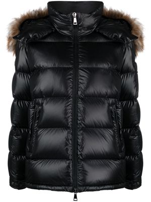Moncler fur-trim hooded puffer jacket - Black