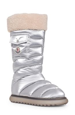 Moncler Gaia Pocket Puffer Snow Boot in Silver