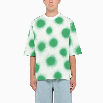 Moncler Genius White And Green Polka Dot T-shirt