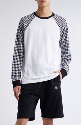 Moncler Genius x FRGMT Houndstooth Raglan Sleeve Graphic T-Shirt in Black White Print