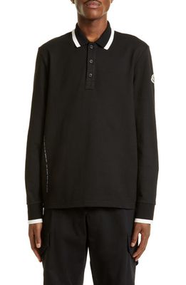 Moncler Genius x FRGMT Tipped Collar Long Sleeve Polo Shirt in Black