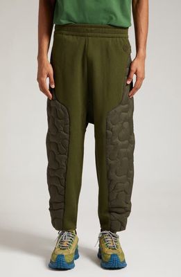 Moncler Genius x Salehe Bembury Quilted Down Panel Jersey Pants in Green