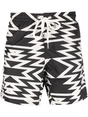 Moncler geometric-print drawstring-waist swim shorts - Neutrals