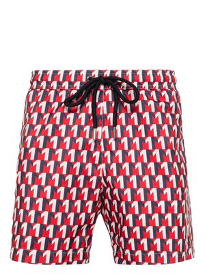 Moncler geometric-print swim shorts - Blue