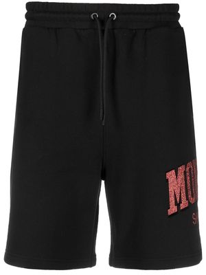 Moncler glitter-logo drawstring track shorts - Black