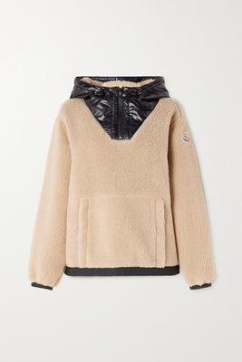 Moncler - Glossed-shell And Faux Shearling Hoodie - Brown