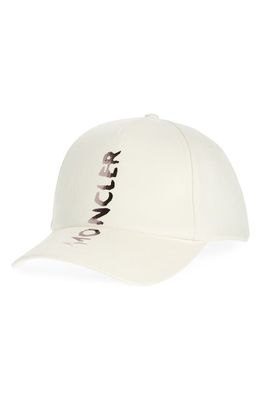 Moncler Graffiti Logo Twill Baseball Cap in White