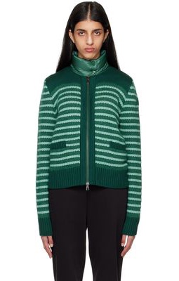 Moncler Green Padded Wool and Mohair Cardigan