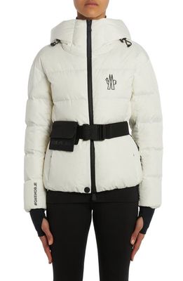 Moncler Grenoble Bouquetin Belted Down Jacket in White