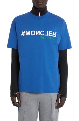 Moncler Grenoble Embossed Logo Graphic T-Shirt in Blue