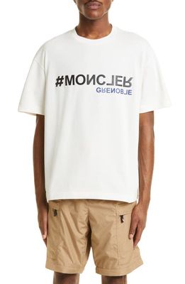Moncler Grenoble Embossed Logo Graphic Tee in White