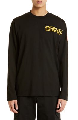Moncler Grenoble Embossed Logo Long Sleeve Graphic Tee in Black