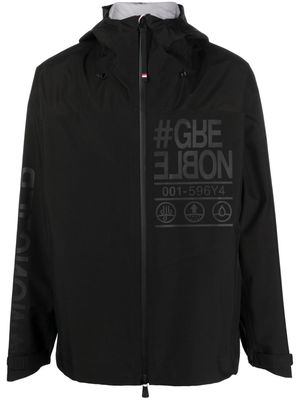 Moncler Grenoble Fel slogan-print hooded jacket - Black