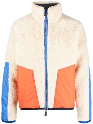 Moncler Grenoble fleece colour-panelled zip-up jacket - Neutrals