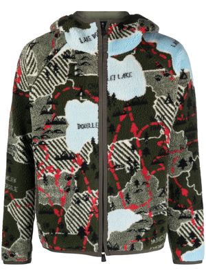 Moncler Grenoble graphic-print zip-up hooded jacket - Green