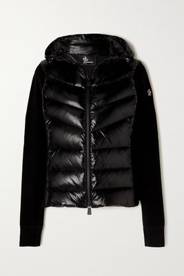 Moncler Grenoble - Hooded Fleece And Quilted Glossed-shell Down Jacket - Black