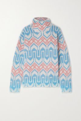 Moncler Grenoble - Jacquard-knit Mohair-blend Turtleneck Sweater - Blue