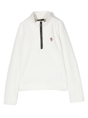 MONCLER GRENOBLE KIDS logo-print half-zip jacket - White