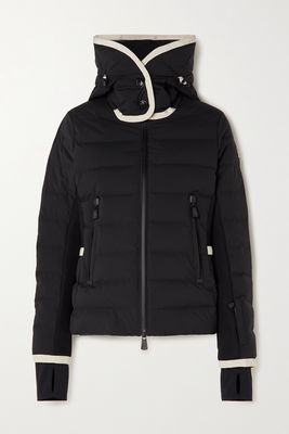 Moncler Grenoble - Lamoura Hooded Grosgrain-trimmed Quilted Down Ski Jacket - Black