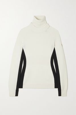 Moncler Grenoble - Layered Two-tone Stretch-shell And Wool Turtleneck Sweater - White