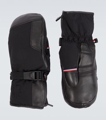 Moncler Grenoble Leather-trimmed technical ski mittens