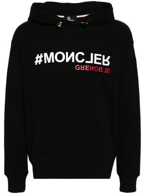 Moncler Grenoble logo-appliqué cotton hoodie - Black