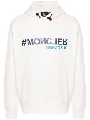 Moncler Grenoble logo-appliqué cotton hoodie - White