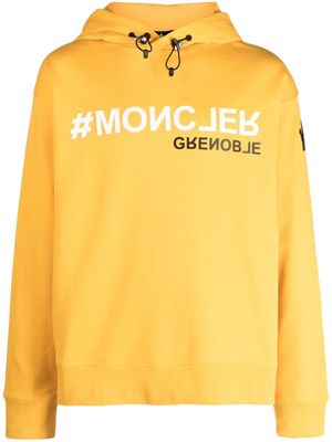 Moncler Grenoble logo-embossed cotton hoodie - Yellow