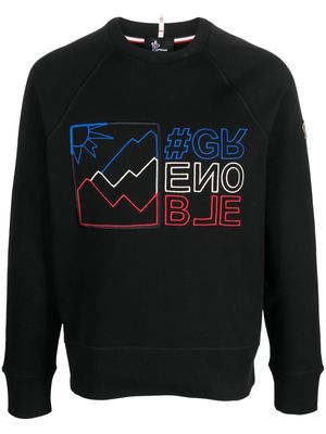 Moncler Grenoble logo-embroidered cotton sweatshirt - Black