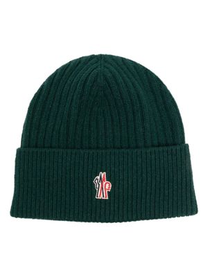 Moncler Grenoble logo-embroidered ribbed-knit beanie - Green