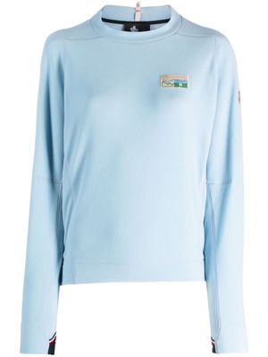 Moncler Grenoble logo-patch fleece-texture sweatshirt - Blue