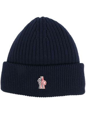 Moncler Grenoble logo patch ribbed beanie - Blue