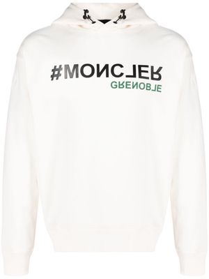 Moncler Grenoble logo-print cotton hoodie - Neutrals